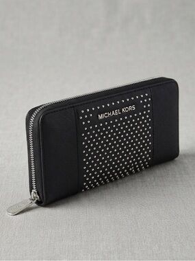 Michael Kors Black Zip-Around Studded Wallet